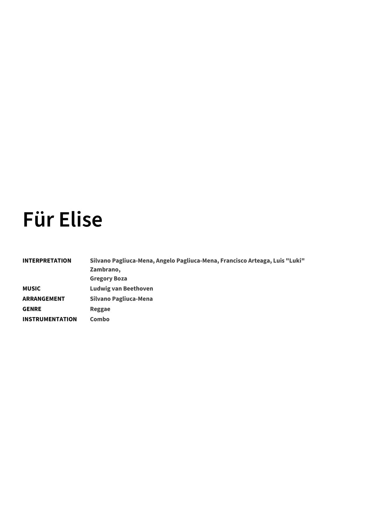 Für Elise - Title Page