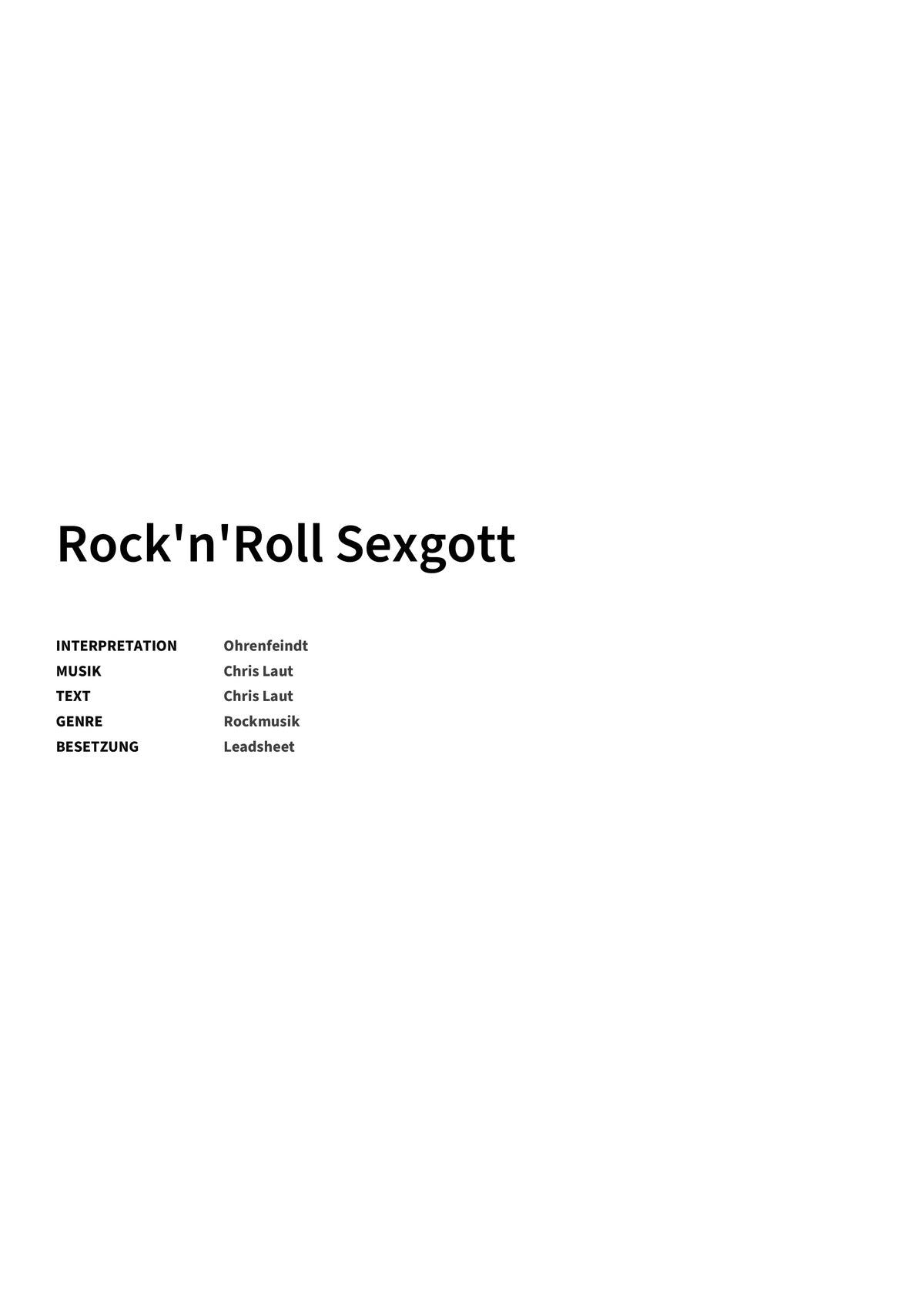 Rock'n'Roll Sexgott - Title Page