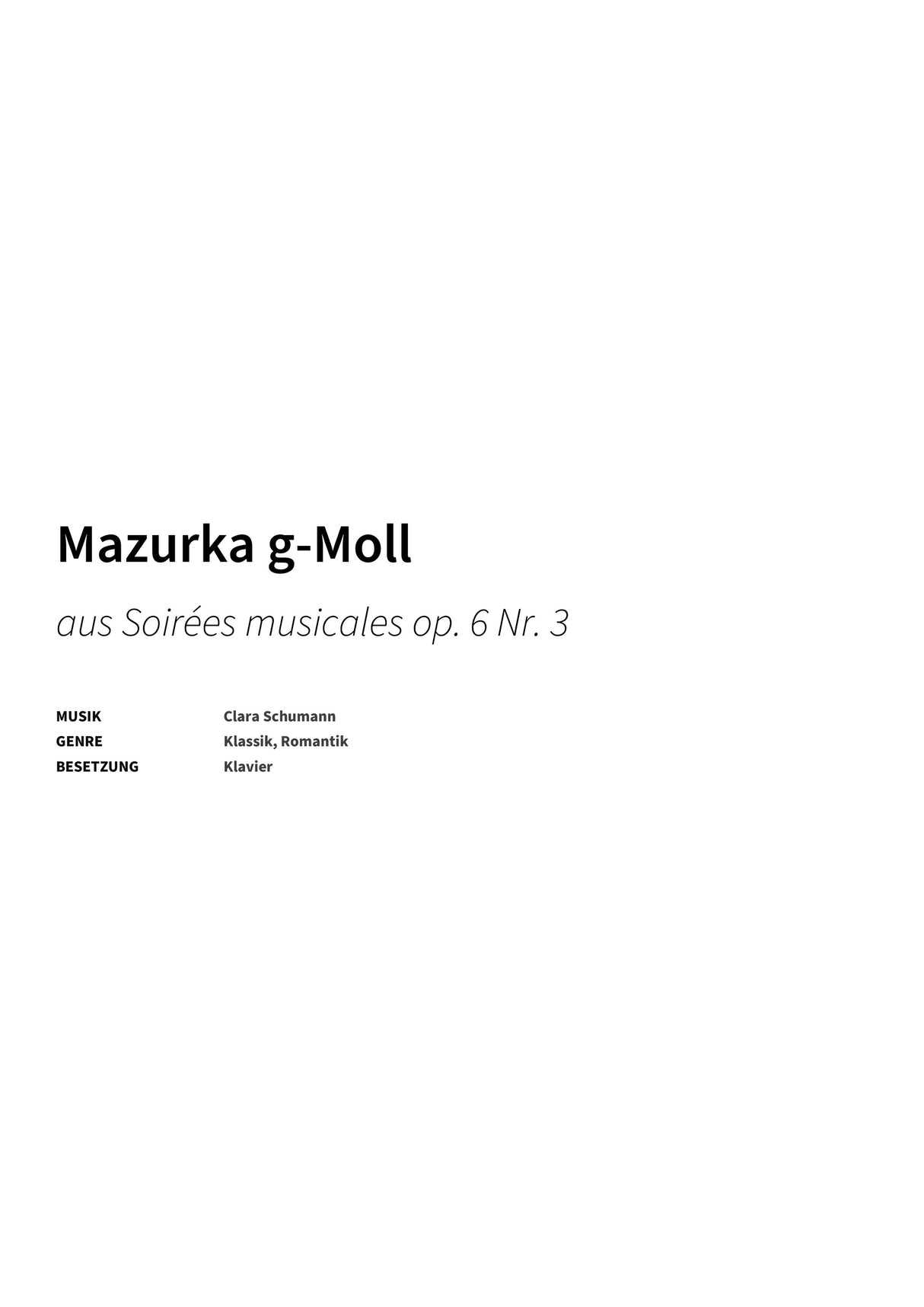Mazurka g-Moll - Title Page
