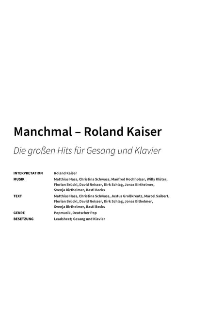 Manchmal – Roland Kaiser - Title Page