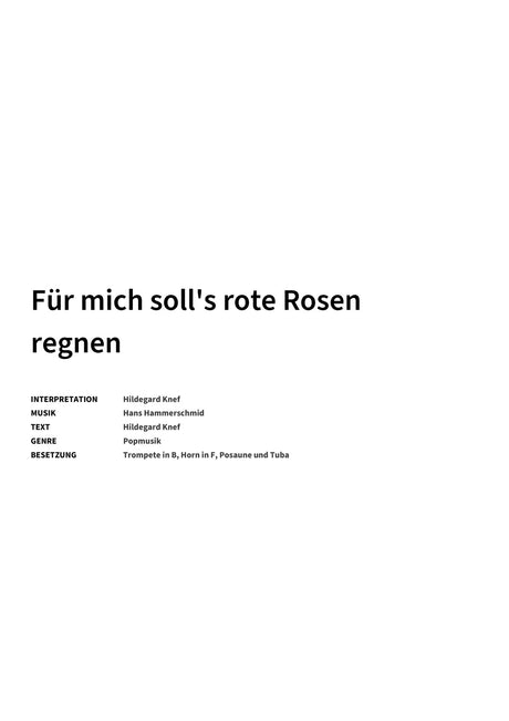 Für mich soll's rote Rosen regnen - Title Page
