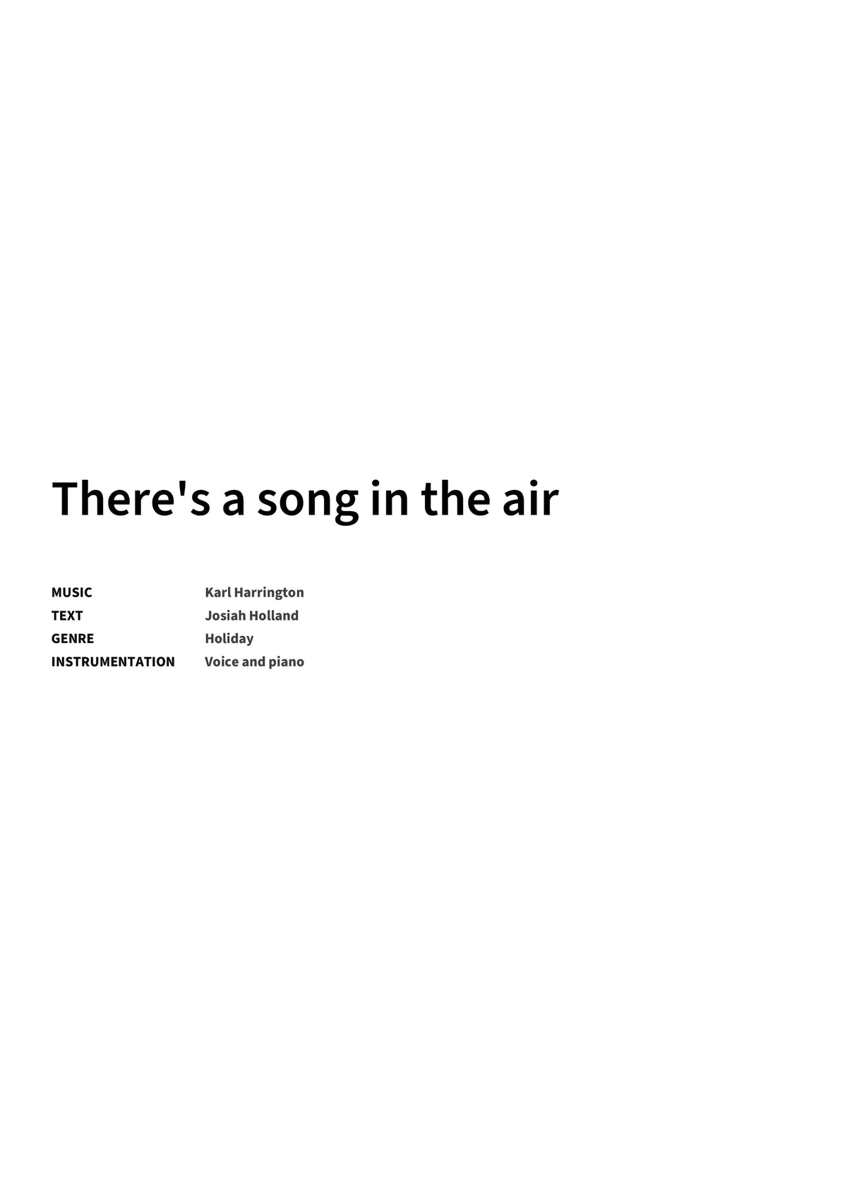 There's a song in the air - Title Page