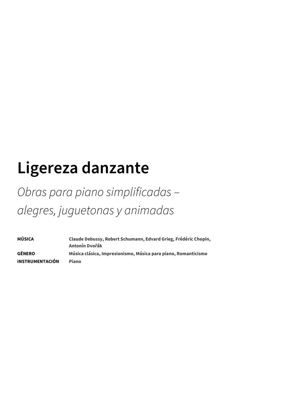 Ligereza danzante - Title Page