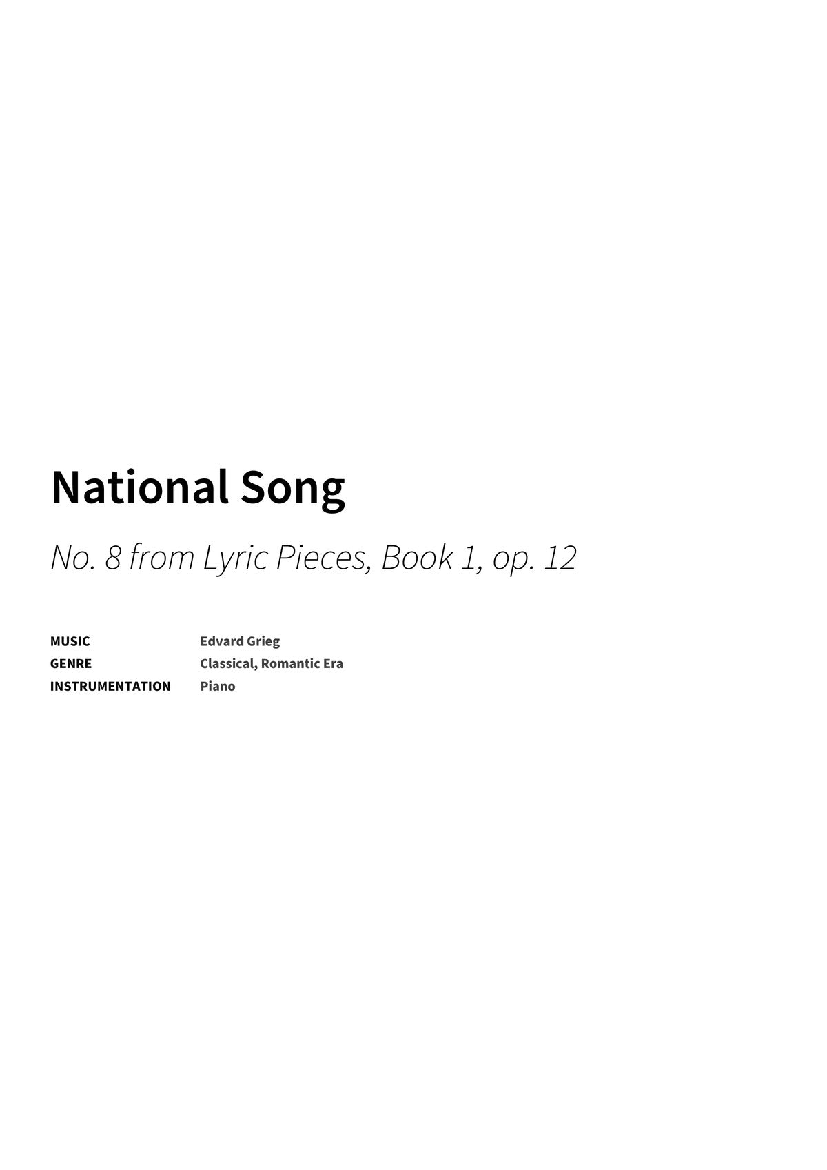 National Song - Title Page