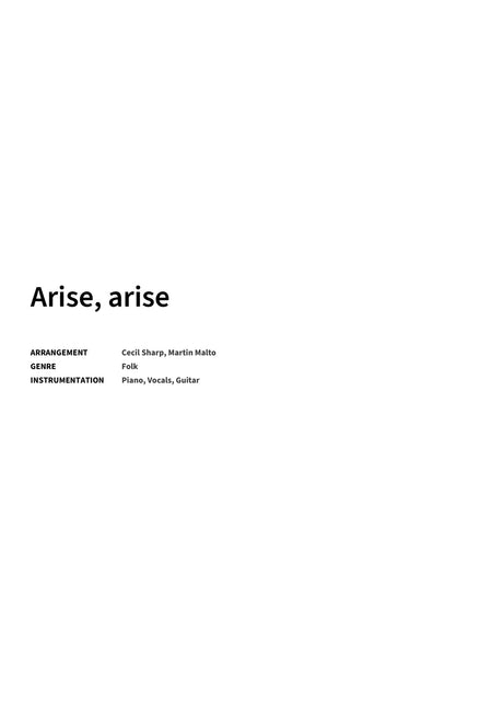 Arise, arise - Title Page