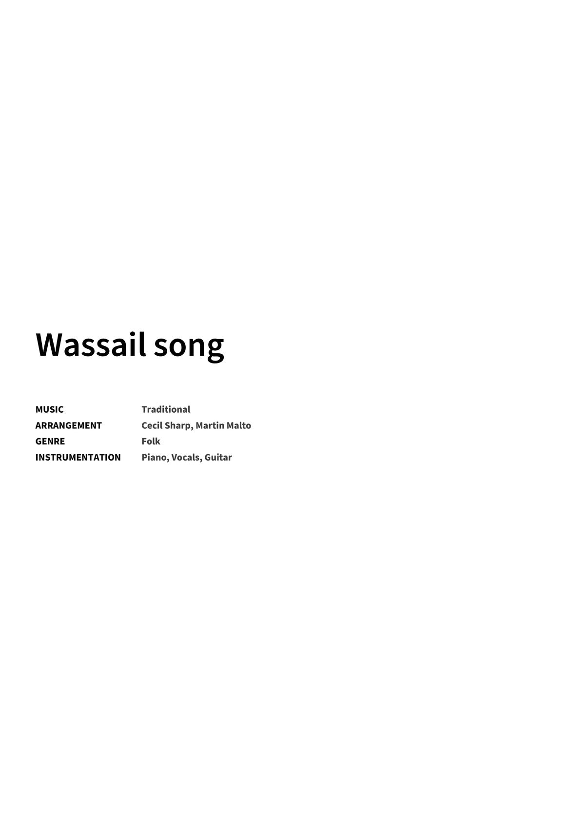 Wassail song - Title Page