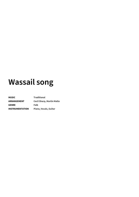 Wassail song - Title Page