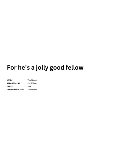For he's a jolly good fellow - Title Page