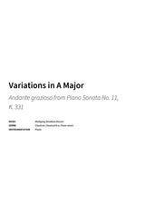 Variations in A Major - Title Page