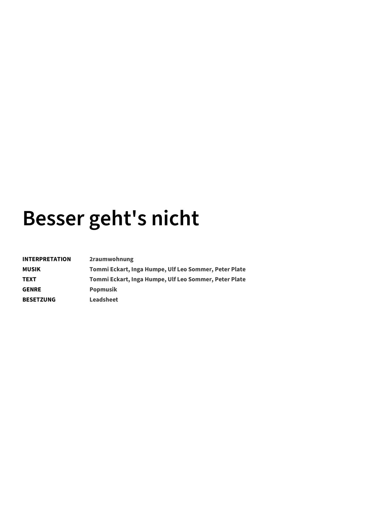 Besser geht's nicht - Title Page