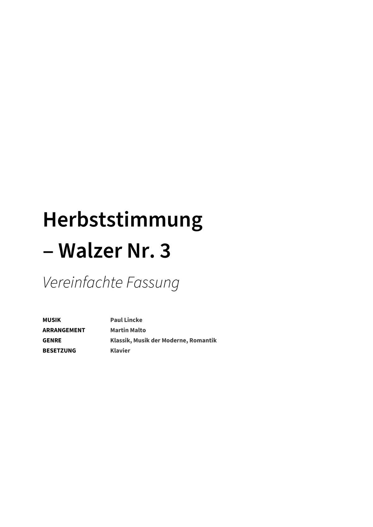 Herbststimmung ‒ Walzer Nr. 3 - Title Page