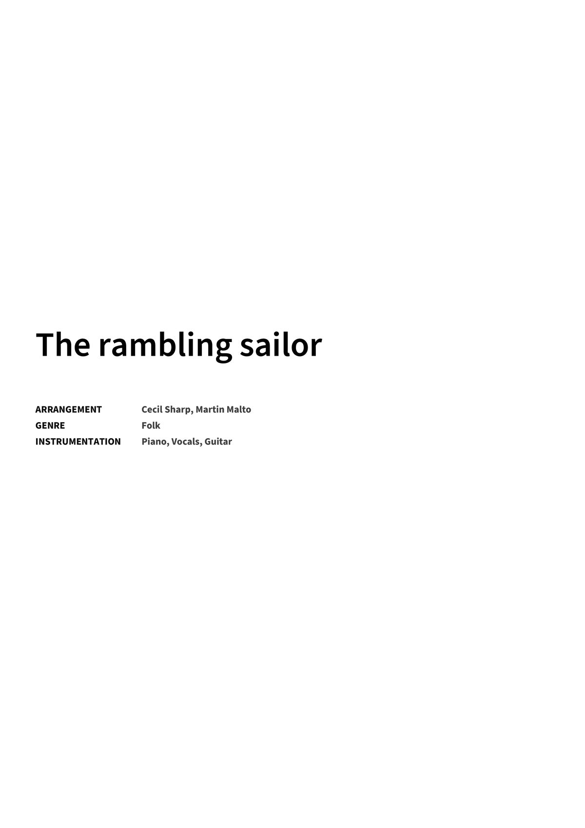 The rambling sailor - Title Page