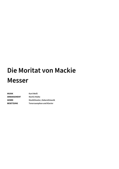 Die Moritat von Mackie Messer - Title Page