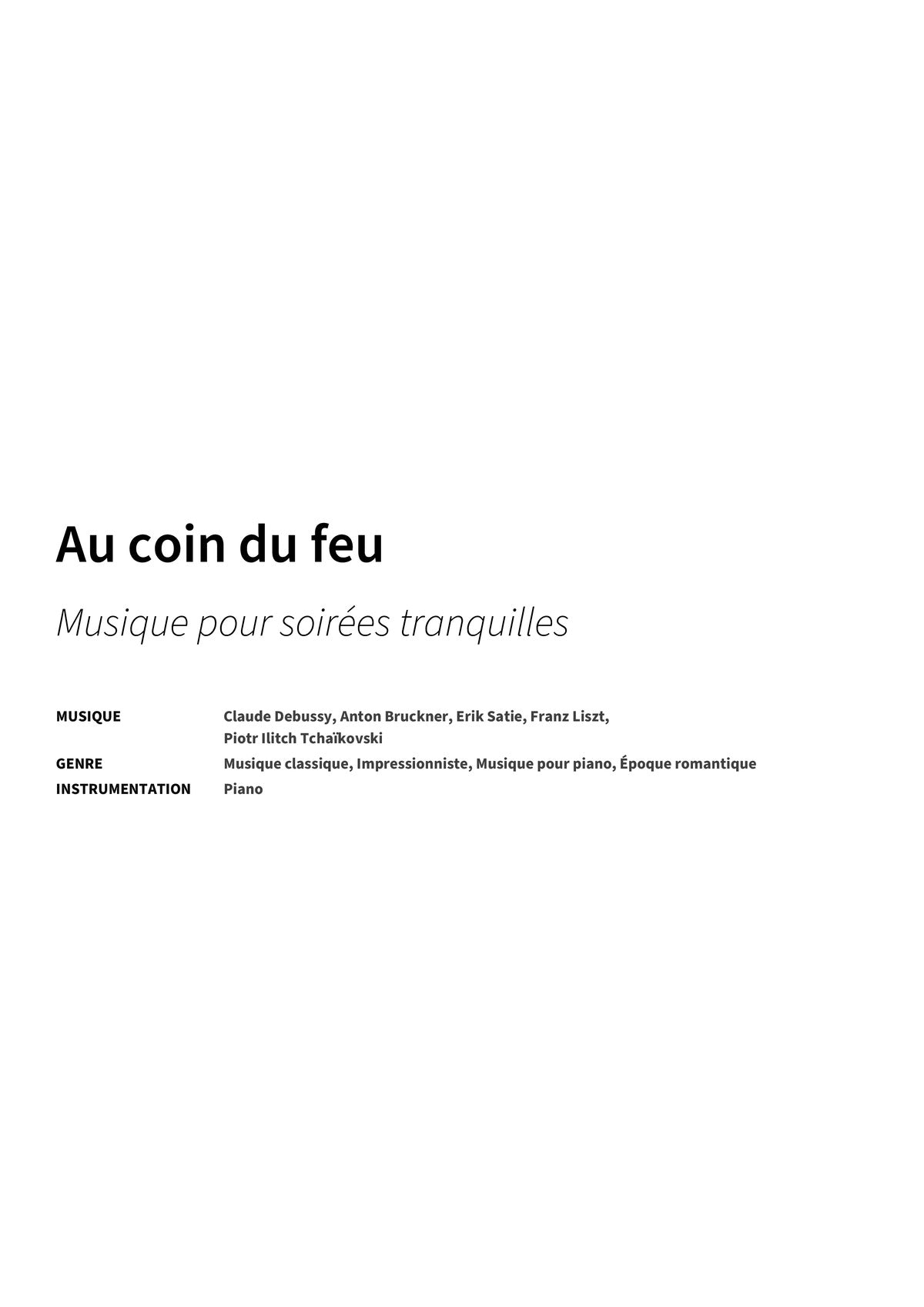 Au coin du feu - Title Page