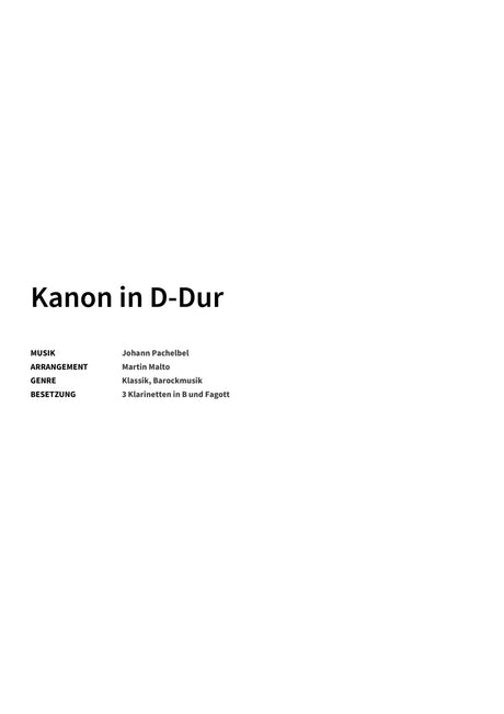 Kanon in D-Dur - Title Page