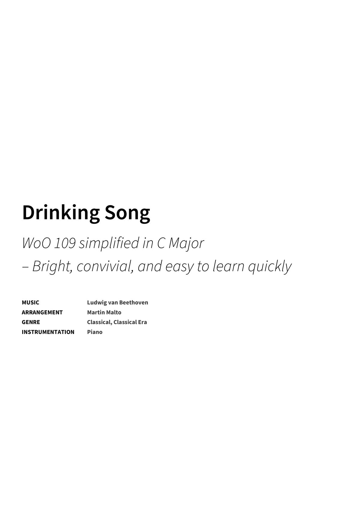 Drinking Song - Title Page
