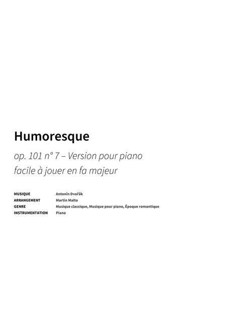 Humoresque - Title Page
