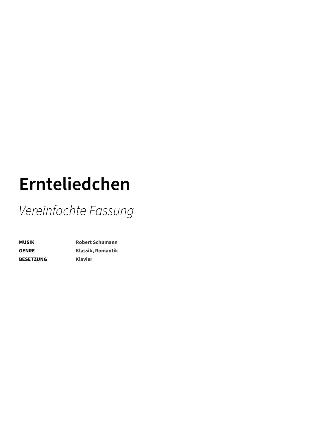 Ernteliedchen - Title Page