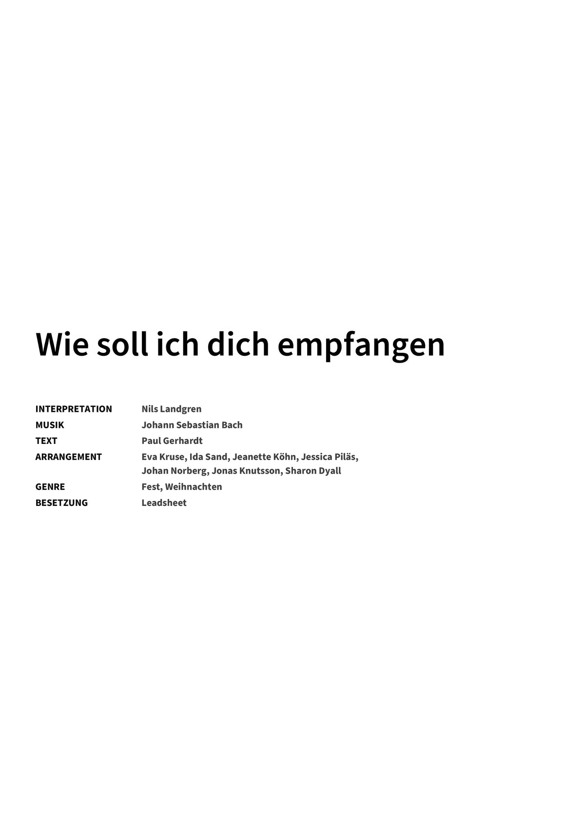 Wie soll ich dich empfangen - Title Page