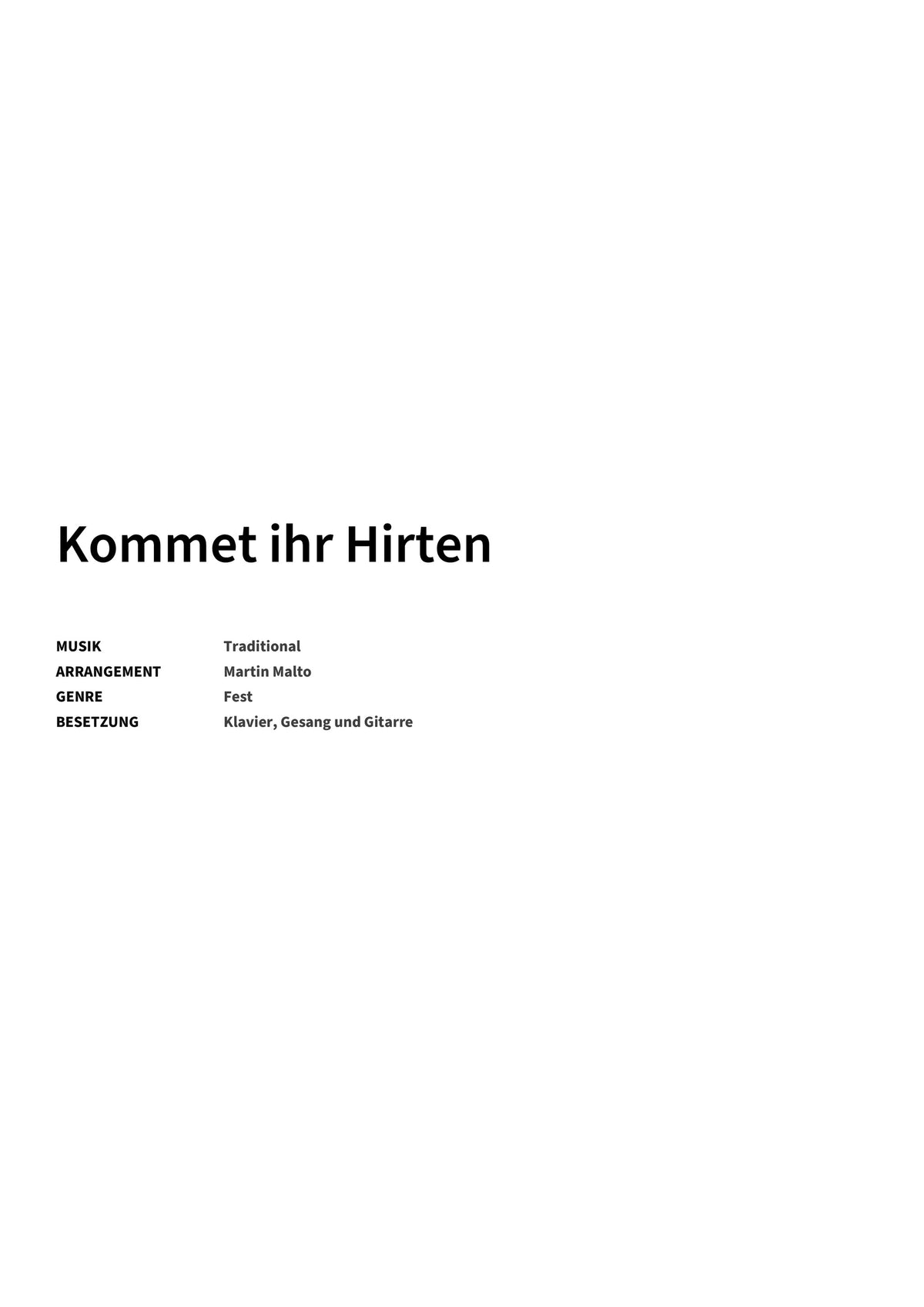 Kommet ihr Hirten - Title Page