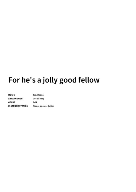 For he's a jolly good fellow - Title Page