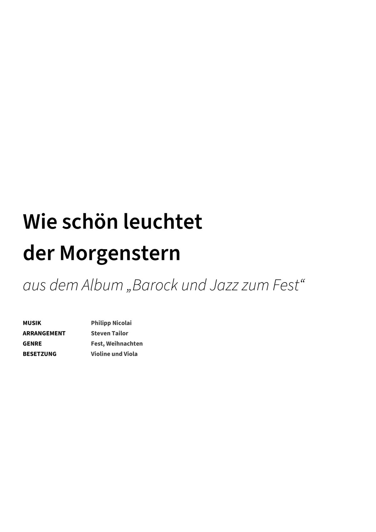 Wie schön leuchtet der Morgenstern - Title Page