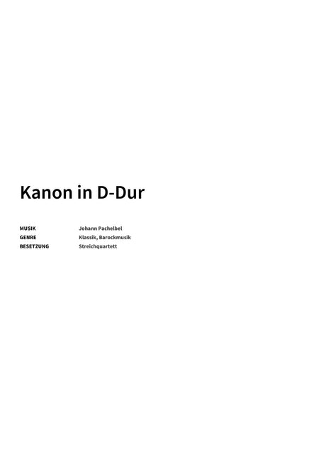 Kanon in D-Dur - Title Page