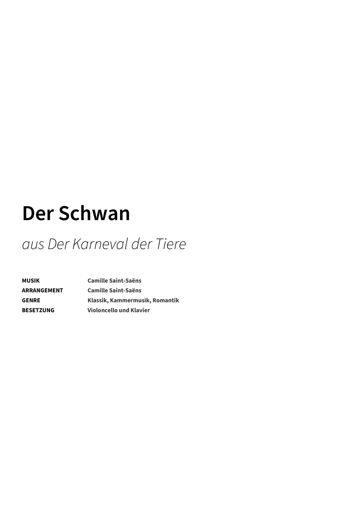 Der Schwan - Title Page