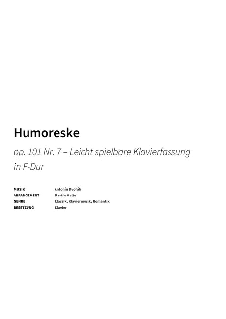 Humoreske - Title Page