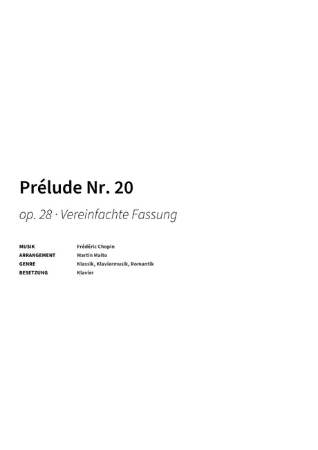 Prélude Nr. 20 - Title Page