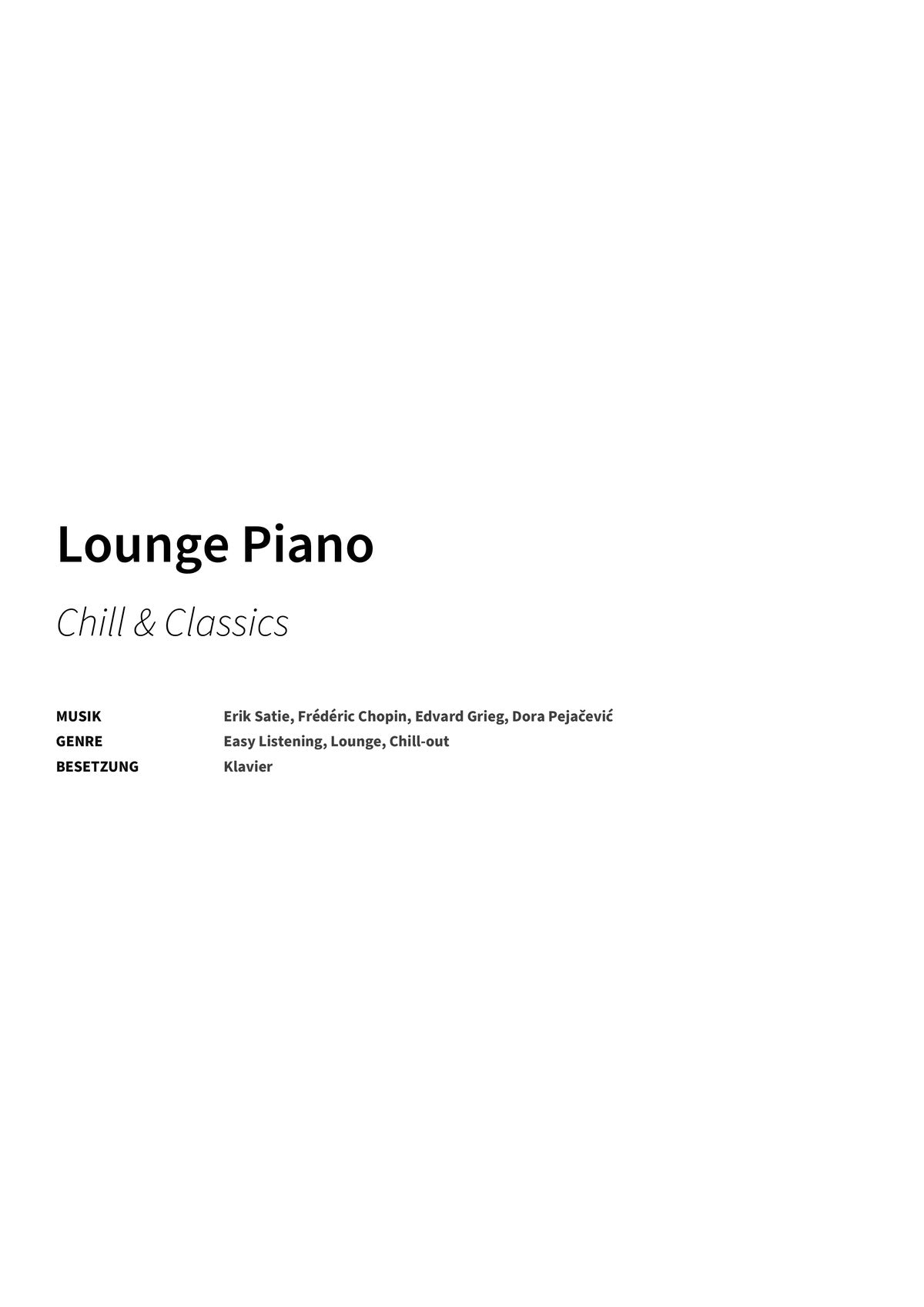 Lounge Piano - Title Page