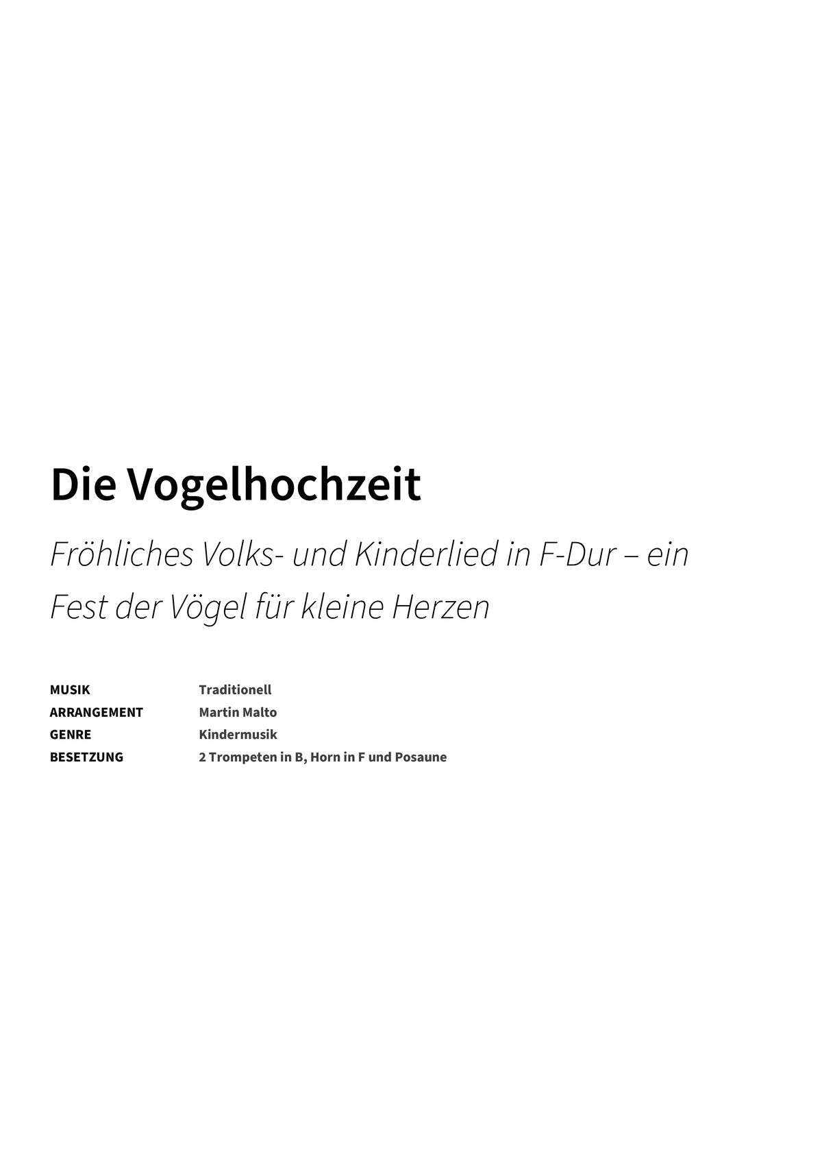Die Vogelhochzeit - Title Page