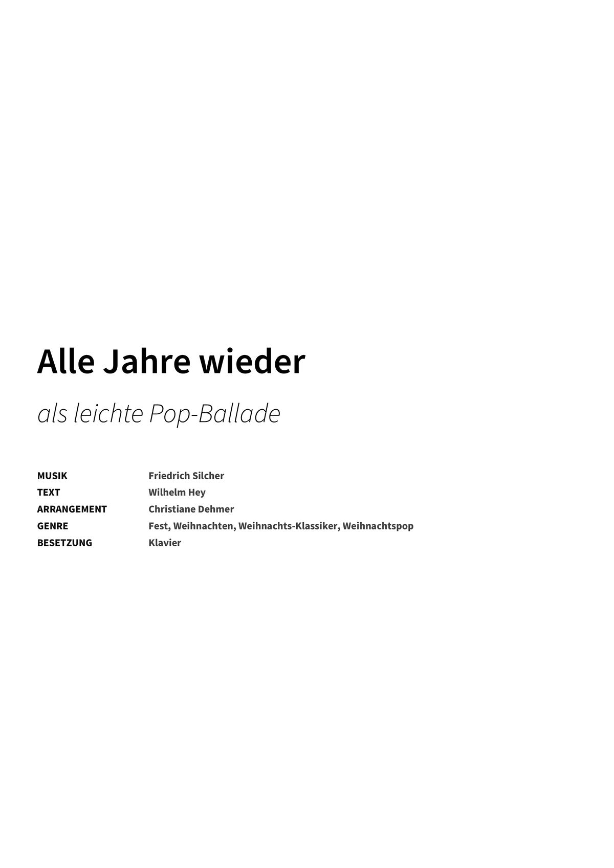 Alle Jahre wieder - Title Page