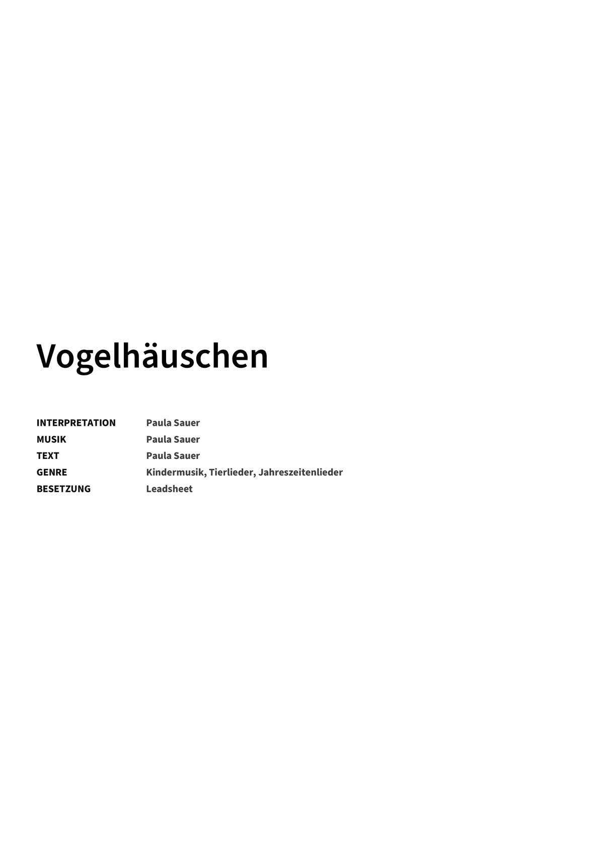 Vogelhäuschen - Title Page