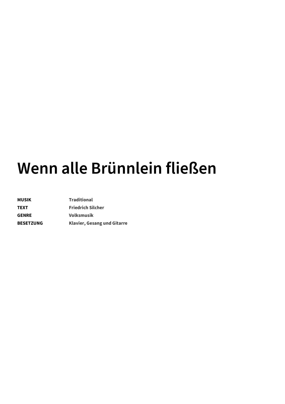 Wenn alle Brünnlein fließen - Title Page