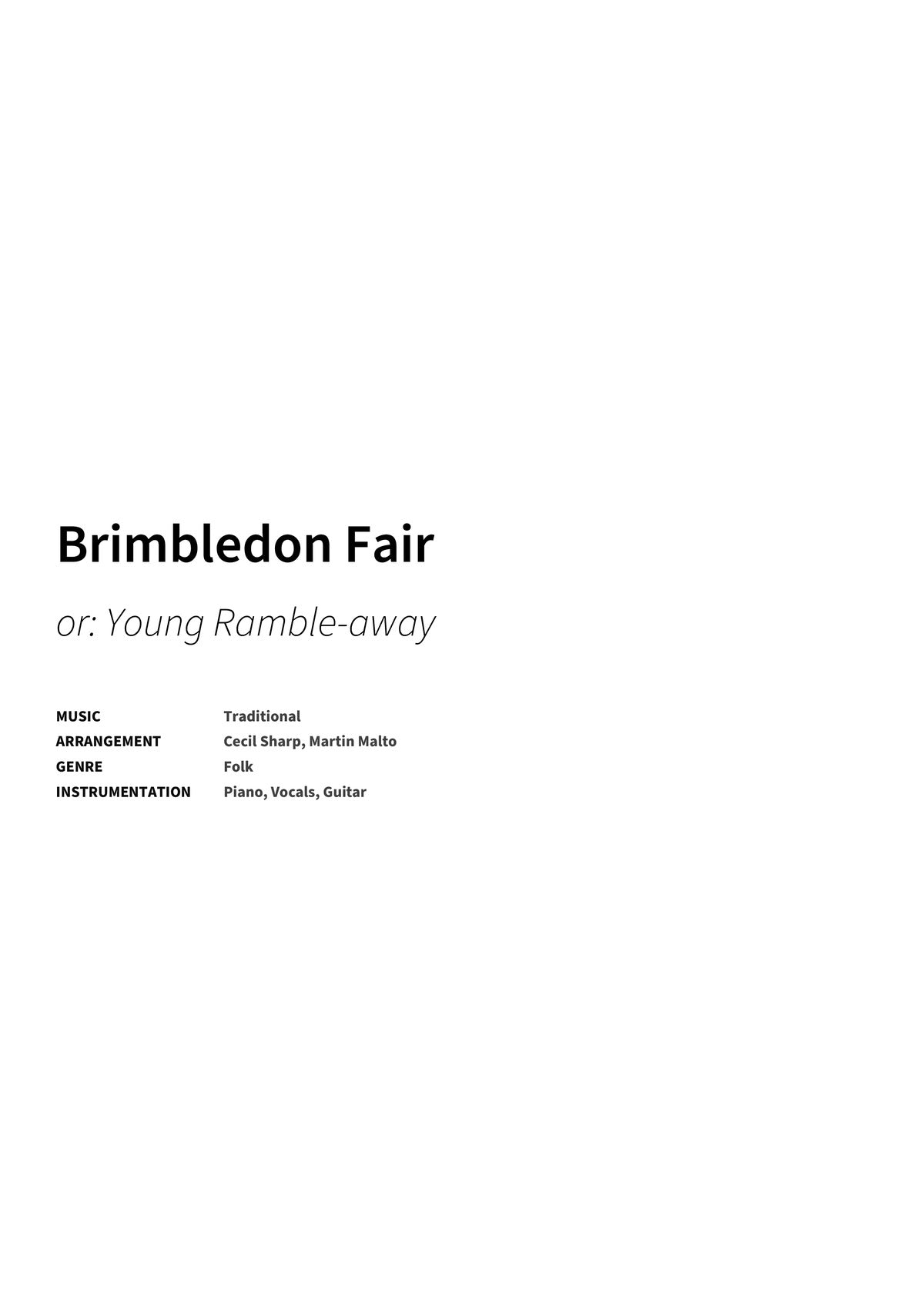 Brimbledon Fair - Title Page