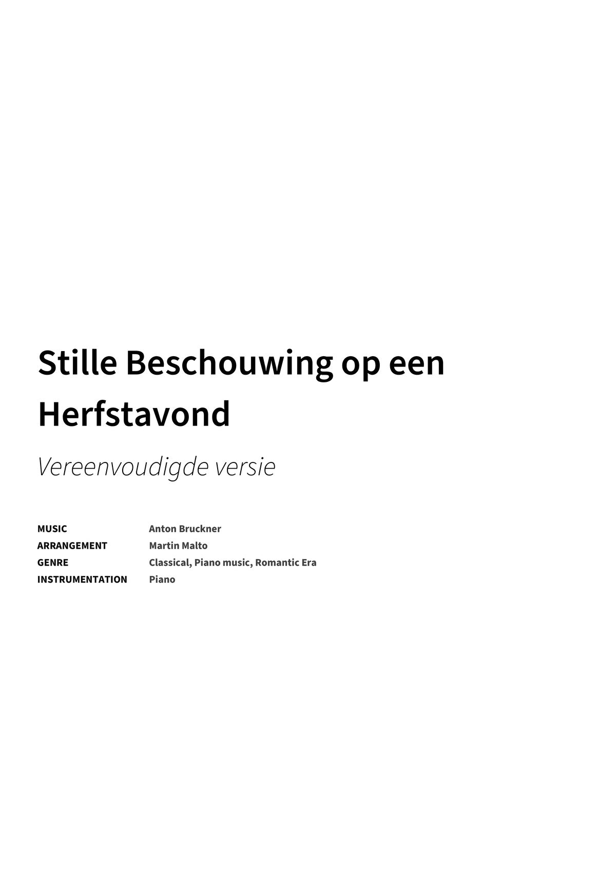 Stille Beschouwing op een Herfstavond - Title Page
