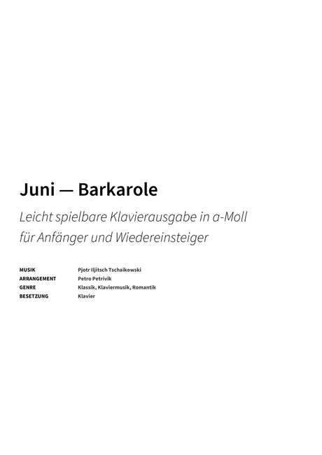 Juni — Barkarole - Title Page