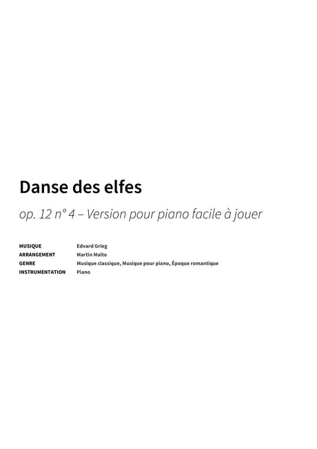 Danse des elfes - Title Page