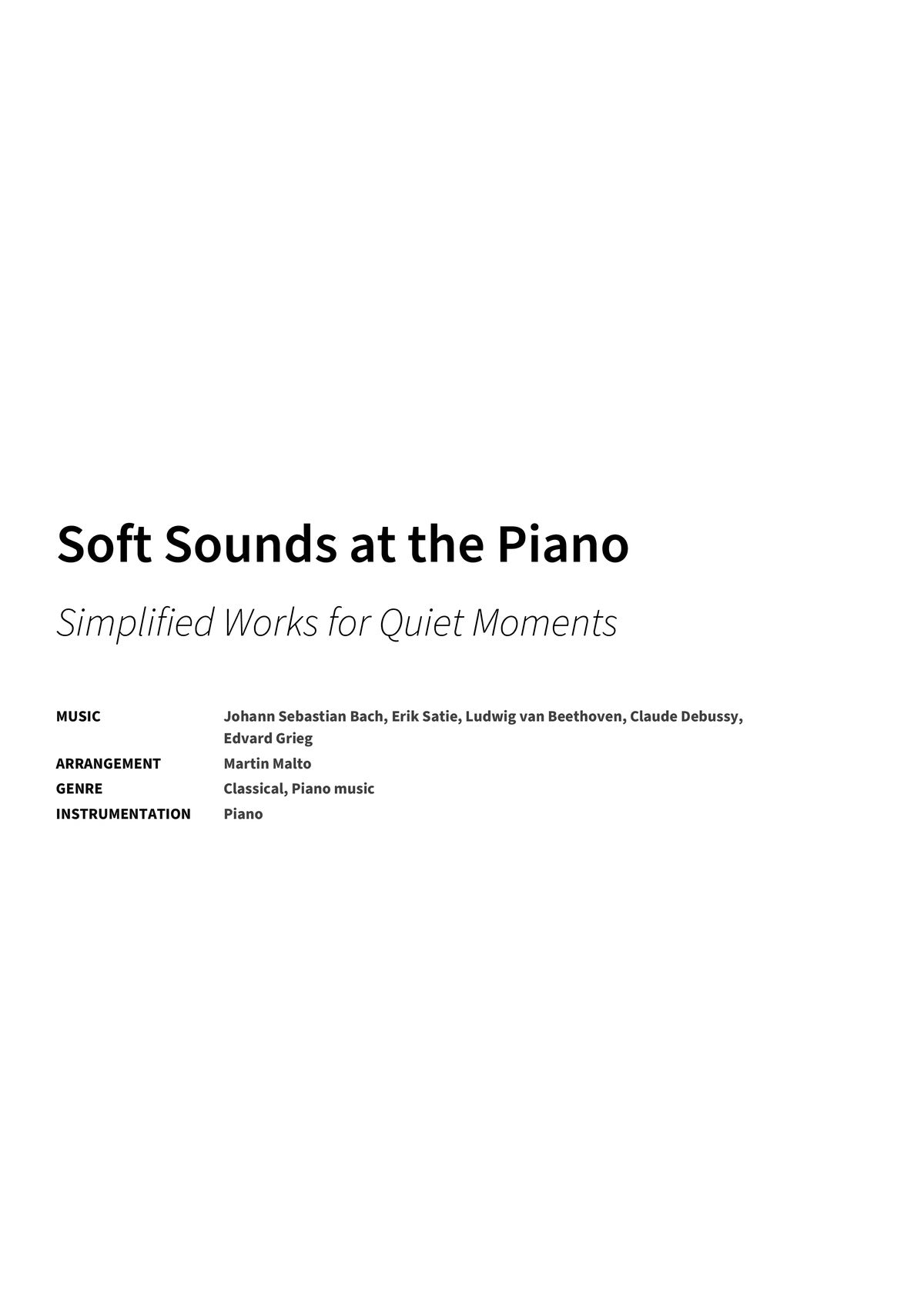 Soft Sounds at the Piano - Title Page