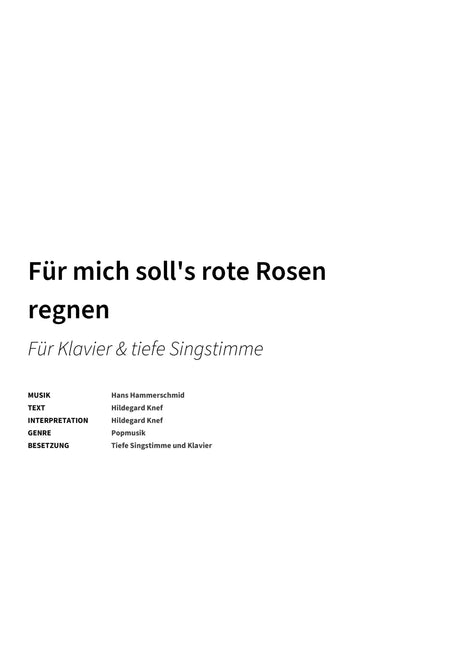 Für mich soll's rote Rosen regnen - Title Page
