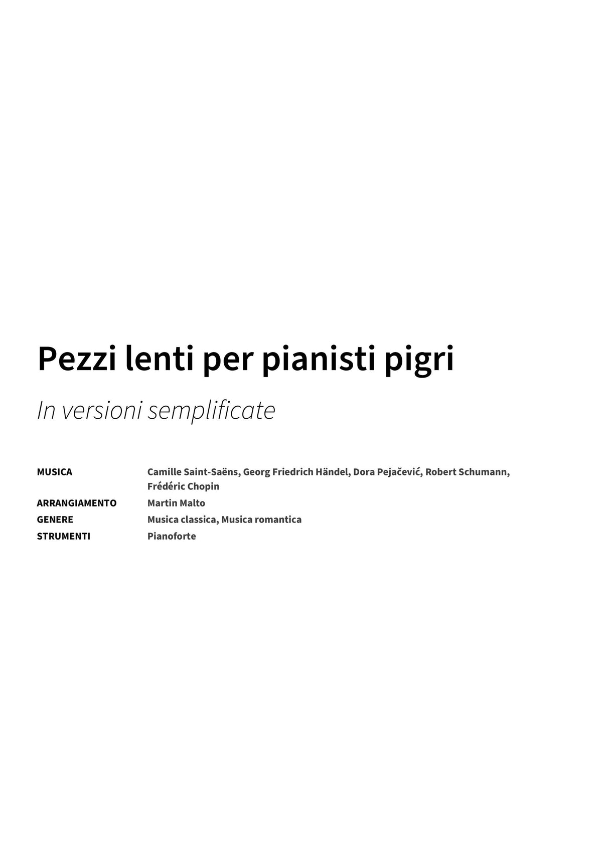Pezzi lenti per pianisti pigri - Title Page