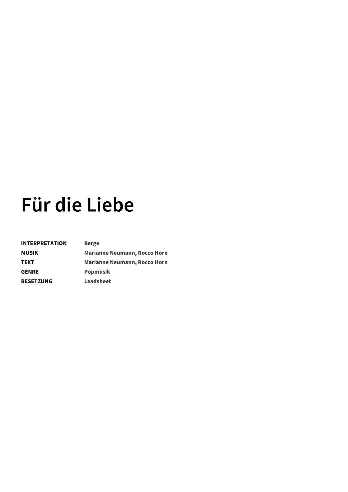 Für die Liebe - Title Page