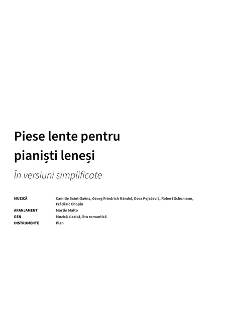 Piese lente pentru pianiști leneși - Title Page