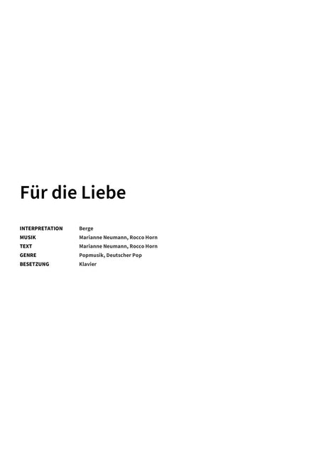 Für die Liebe - Title Page