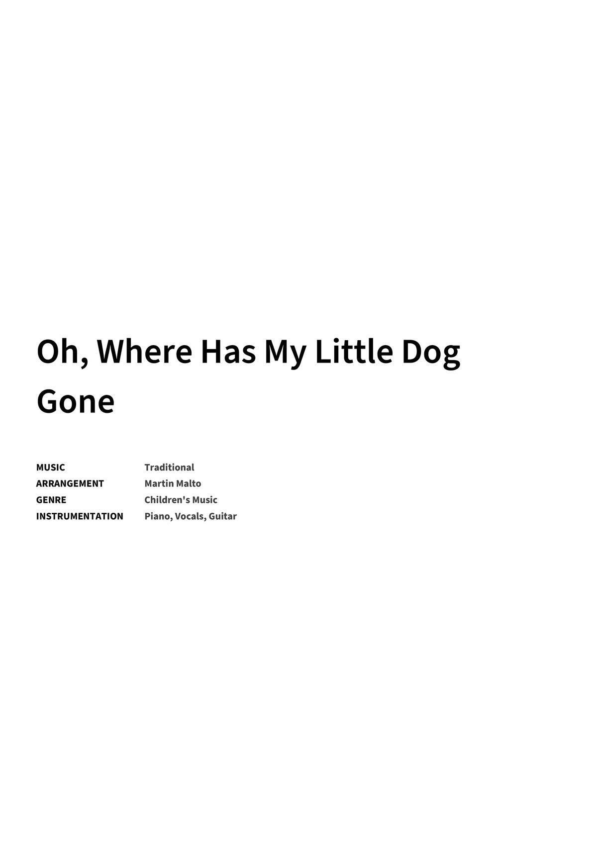 Oh, Where Has My Little Dog Gone - Title Page