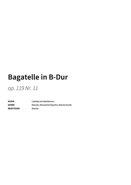 Bagatelle in B-Dur - Title Page