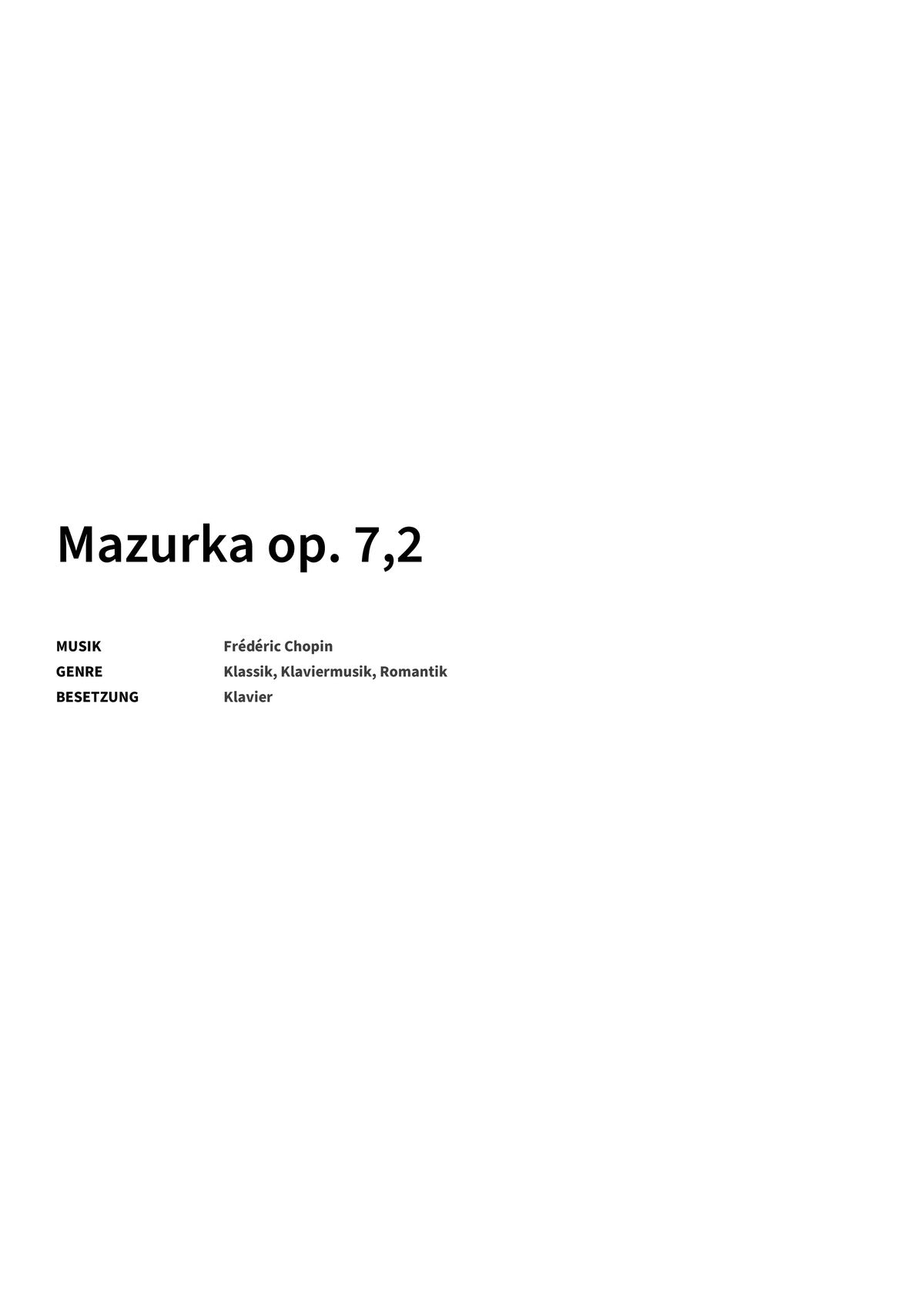 Mazurka op. 7,2 - Title Page