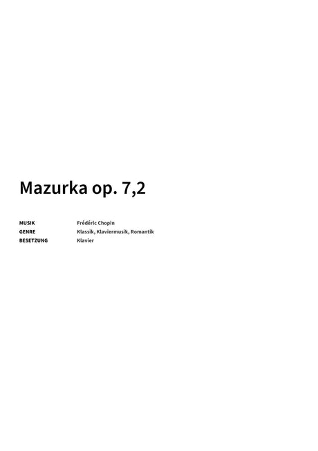 Mazurka op. 7,2 - Title Page