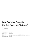 Four Seasons, Concerto No. 3 – L'autunno (Autumn) - Title Page